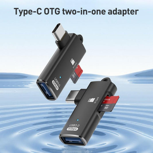 ADS-621 Type-C Male to TF Card Reader USB3.0 Female OTG Adapter(Black) - U Disk & Card Reader by buy2fix | Online Shopping UK | buy2fix