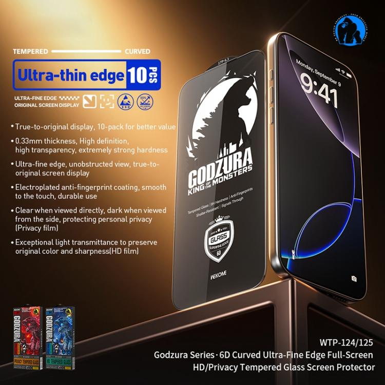 For iPhone 12 / 12 Pro WK WTP-125 10pcs 6D Curved Ultra-Fine Edge Privacy Full-Screen Tempered Glass Film(Transparent) - iPhone 12 / 12 Pro Tempered Glass by WK | Online Shopping UK | buy2fix