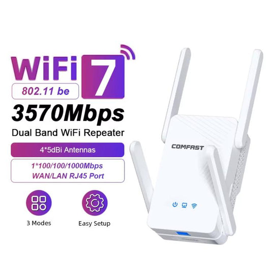 COMFAST CF-WR773BE 3570Mbps WiFi7 Signal Extender Dual Band Gigabit Wireless Repeater, Plug:AU Plug(White) - Broadband Amplifiers by COMFAST | Online Shopping UK | buy2fix