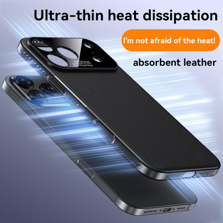 For iPhone 17 Pro Max Soft Armor MagSafe Cooling Plain Leather Hybrid PC Phone Case(Black) - iPhone 17 Pro Max Cases by buy2fix | Online Shopping UK | buy2fix