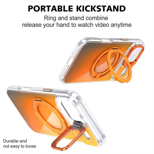 For iPhone 17 Air Gradient Discolor Rotating Holder Lens Kickstand Magsafe Phone Case(Desert Gold) - iPhone Air Cases by buy2fix | Online Shopping UK | buy2fix