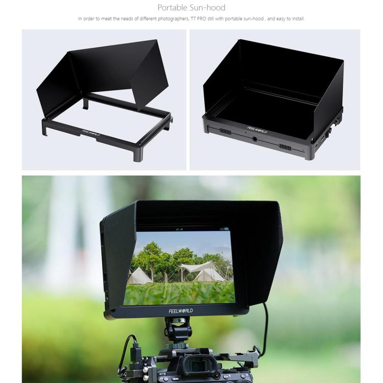 FEELWORLD T7 Pro 7-inch 2000nit Camera Field Video Monitor Aluminium Housing 4K 1920 x 1200 HDMI-compatible IPS Screen(Black) - On-camera Monitors by FEELWORLD | Online Shopping UK | buy2fix