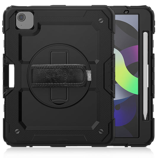 Shockproof Colorful Silicone + PC Protective Case with Holder & Shoulder Strap & Hand Strap & Pen Slot For iPad Air 2022 / 2020 10.9 (Black) - iPad Air (2022) / (2020) 10.9 Cases by buy2fix | Online Shopping UK | buy2fix