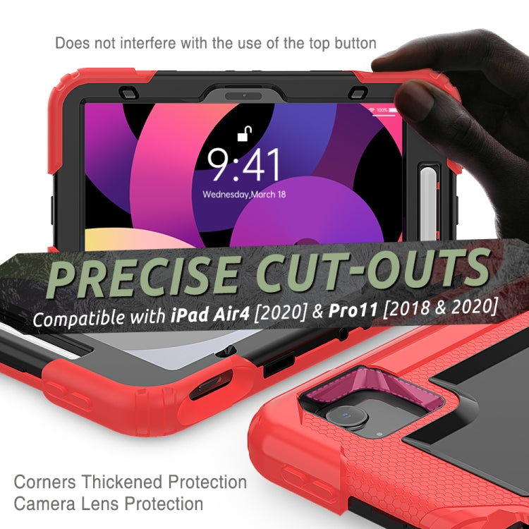 Shockproof Colorful Silicone + PC Protective Case with Holder & Shoulder Strap & Hand Strap & Pen Slot For iPad Air 2022 / 2020 10.9 (Red) - iPad Air (2022) / (2020) 10.9 Cases by buy2fix | Online Shopping UK | buy2fix