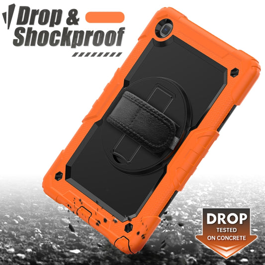 For Samsung Galaxy Tab A7 (2020) T500/T505 Shockproof Colorful Silicone + PC Protective Case with Holder & Shoulder Strap & Hand Strap & Pen Slot(Orange) - Other Galaxy Tab PC by buy2fix | Online Shopping UK | buy2fix