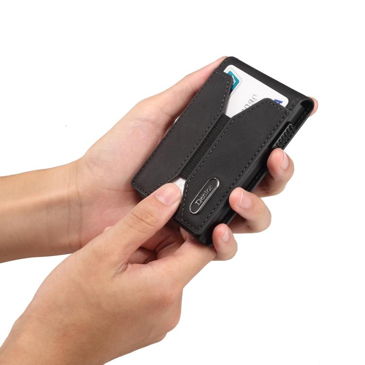 Denior V20 Skin Elastic MagSafe Card Box(Black) - Adhesive Card Holders by Denior | Online Shopping UK | buy2fix