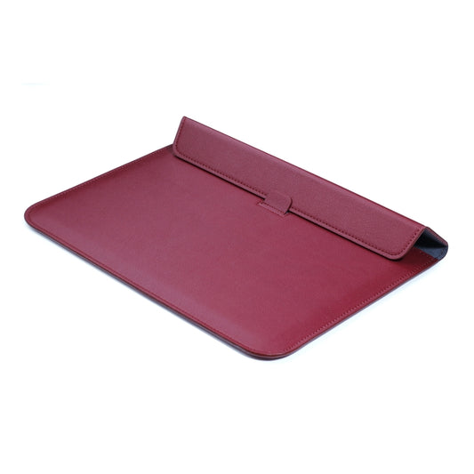PU Leather Ultra-thin Envelope Bag Laptop Bag for MacBook Air / Pro 13 inch, with Stand Function(Wine Red) by buy2fix
