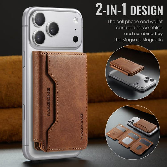 MAGKING K3 Pro Series MagSafe RFID Card Bag(Brown) - Adhesive Card Holders by MAGKING | Online Shopping UK | buy2fix