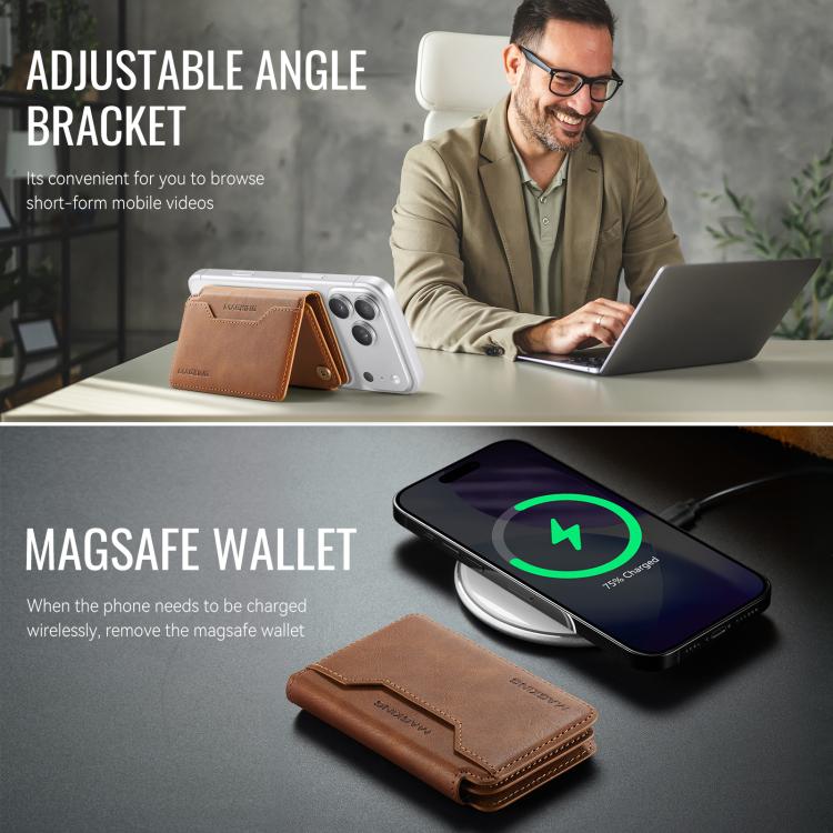 MAGKING K3 Pro Series MagSafe RFID Card Bag(Brown) - Adhesive Card Holders by MAGKING | Online Shopping UK | buy2fix