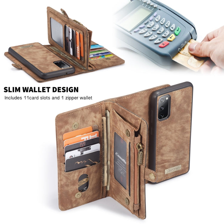 For Samsung Galaxy S20 FE CaseMe 008 Detachable Multifunctional Horizontal Flip Leather Case with Holder & Card Slot & Zipper Wallet & Photo Frame(Brown) - Galaxy S20 FE Cases by CaseMe | Online Shopping UK | buy2fix