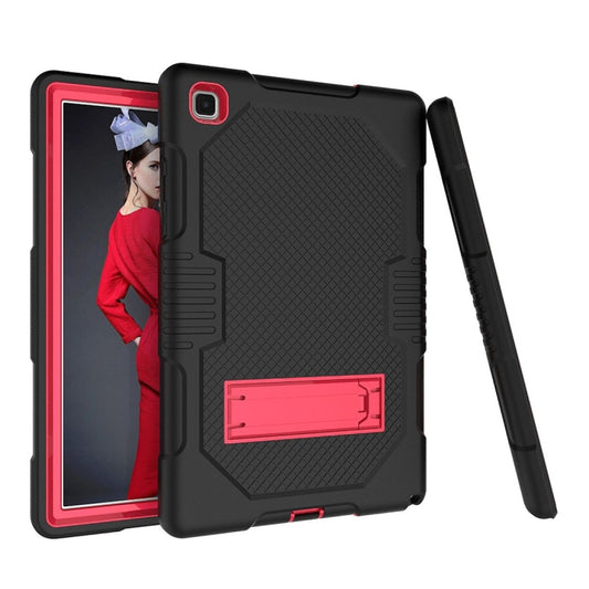 For Samsung Galaxy Tab A7 10.4 (2020) T500 / T505 Contrast Color Robot Shockproof Silicon + PC Protective Case with Holder & Pen Slot(Black Red) - Other Galaxy Tab PC by buy2fix | Online Shopping UK | buy2fix