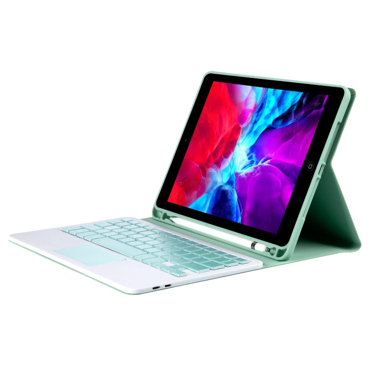 T098B-A Pressed Skin Texture TPU Detachable Candy Colors Bluetooth Keyboard Tablet Case for iPad Air 11 2024 / 2025 / Air 4 10.9 inch 2020, with Stand & Pen Slot & Touch(Light Green) by buy2fix