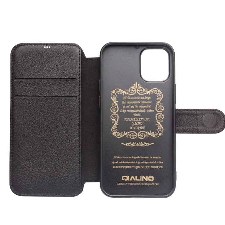 For iPhone 12 / 12 Pro QIALINO Business Magnetic Horizontal Flip Leather Case with Card Slots & Wallet(Black) by QIALINO