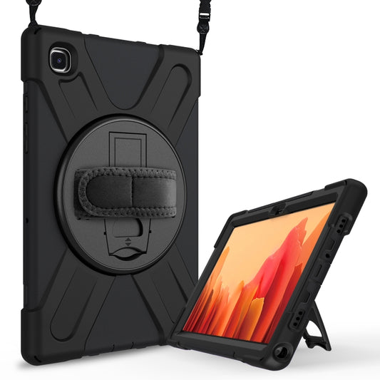 For Samsung Galaxy Tab A7 (2020) T500/T505 360 Degree Rotation PC + Silicone Protective Case with Holder & Hand-strap(Black) - Other Galaxy Tab PC by buy2fix | Online Shopping UK | buy2fix