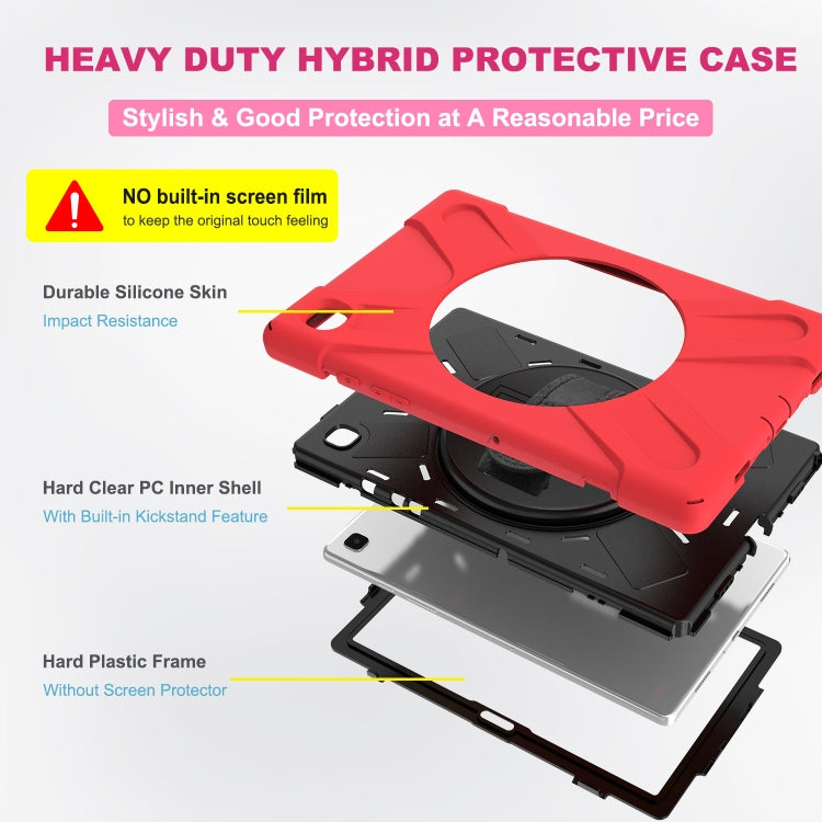 For Samsung Galaxy Tab A7 (2020) T500/T505 360 Degree Rotation PC + Silicone Protective Case with Holder & Hand-strap(Red) - Other Galaxy Tab PC by buy2fix | Online Shopping UK | buy2fix