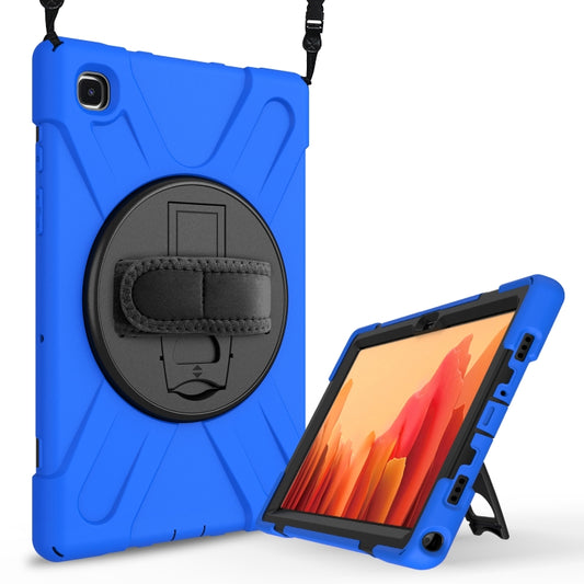 For Samsung Galaxy Tab A7 (2020) T500/T505 360 Degree Rotation PC + Silicone Protective Case with Holder & Hand-strap(Blue) - Other Galaxy Tab PC by buy2fix | Online Shopping UK | buy2fix