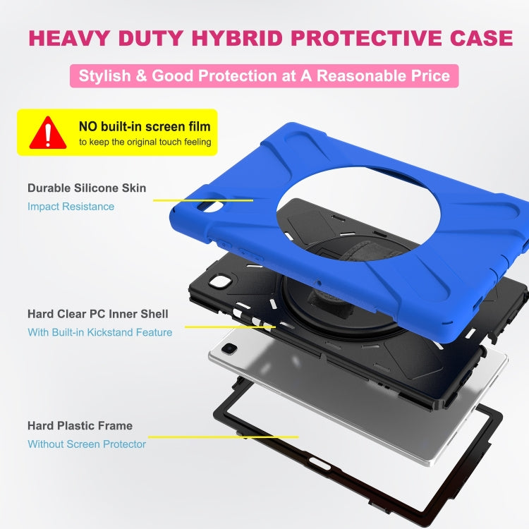 For Samsung Galaxy Tab A7 (2020) T500/T505 360 Degree Rotation PC + Silicone Protective Case with Holder & Hand-strap(Blue) - Other Galaxy Tab PC by buy2fix | Online Shopping UK | buy2fix