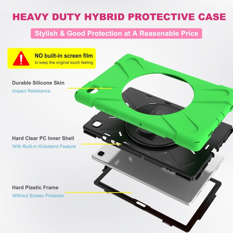 For Samsung Galaxy Tab A7 (2020) T500/T505 360 Degree Rotation PC + Silicone Protective Case with Holder & Hand-strap(Green) - Other Galaxy Tab PC by buy2fix | Online Shopping UK | buy2fix
