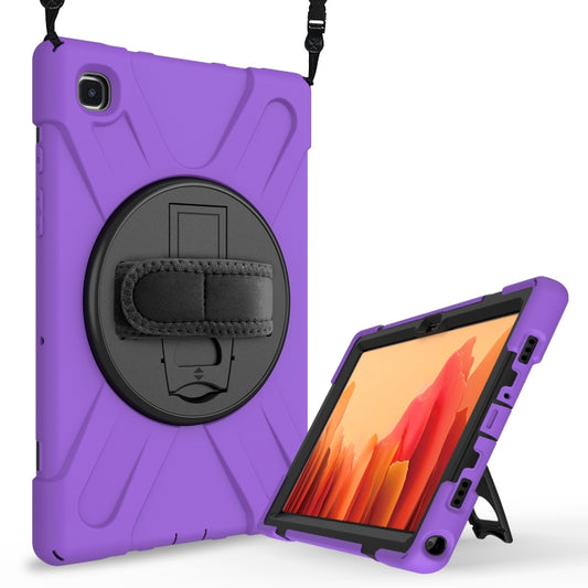 For Samsung Galaxy Tab A7 (2020) T500/T505 360 Degree Rotation PC + Silicone Protective Case with Holder & Hand-strap(Purple) - Other Galaxy Tab PC by buy2fix | Online Shopping UK | buy2fix