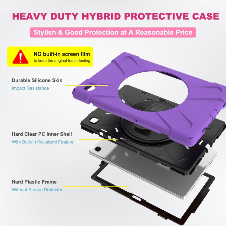 For Samsung Galaxy Tab A7 (2020) T500/T505 360 Degree Rotation PC + Silicone Protective Case with Holder & Hand-strap(Purple) - Other Galaxy Tab PC by buy2fix | Online Shopping UK | buy2fix