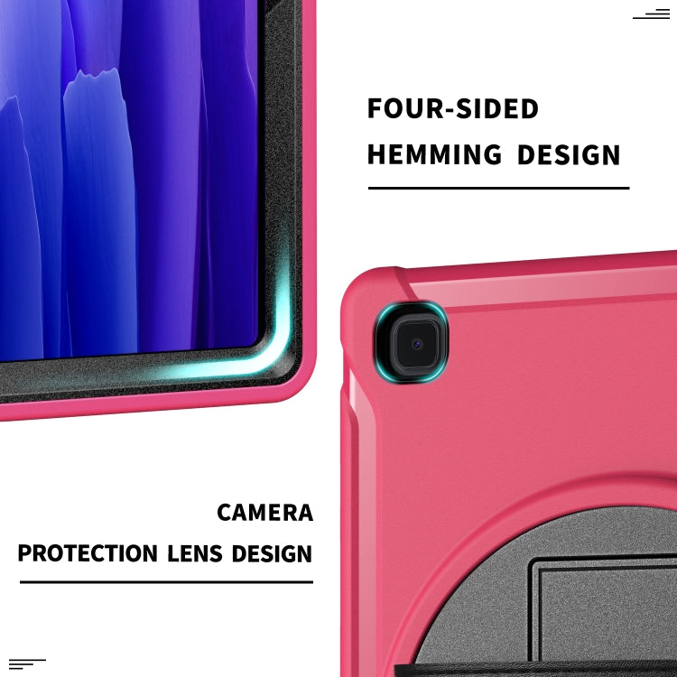 For Samsung Galaxy Tab A7 (2020) T500/T505 360 Degree Rotation PC + TPU Protective Case with Holder & Hand-strap & Pen Slot(Rose Red) - Other Galaxy Tab PC by buy2fix | Online Shopping UK | buy2fix