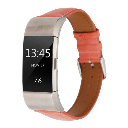 For Fitbit Charge 2 Fresh Style Leather Watch Band(Orange) by buy2fix