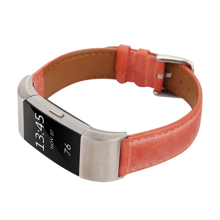 For Fitbit Charge 2 Fresh Style Leather Watch Band(Orange) by buy2fix