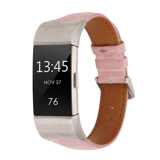 For Fitbit Charge 2 Fresh Style Leather Watch Band(Pink) by buy2fix