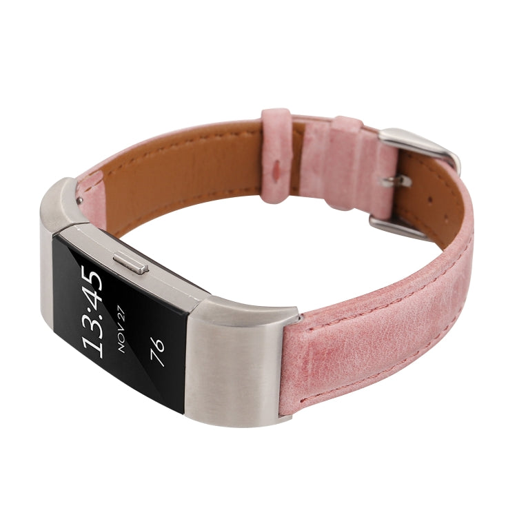 For Fitbit Charge 2 Fresh Style Leather Watch Band(Pink) by buy2fix