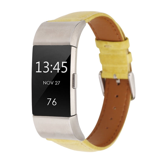 For Fitbit Charge 2 Fresh Style Leather Watch Band(Yellow) by buy2fix