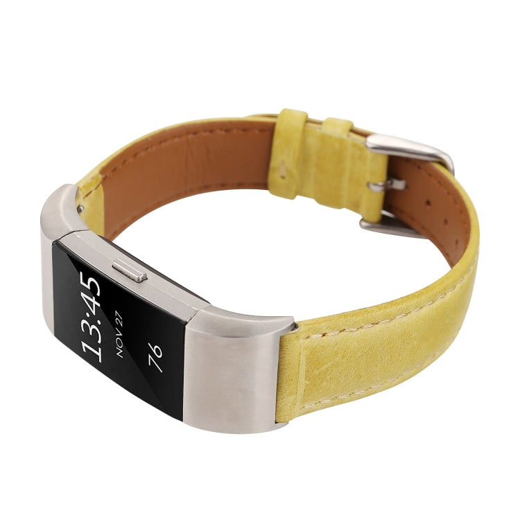 For Fitbit Charge 2 Fresh Style Leather Watch Band(Yellow) by buy2fix