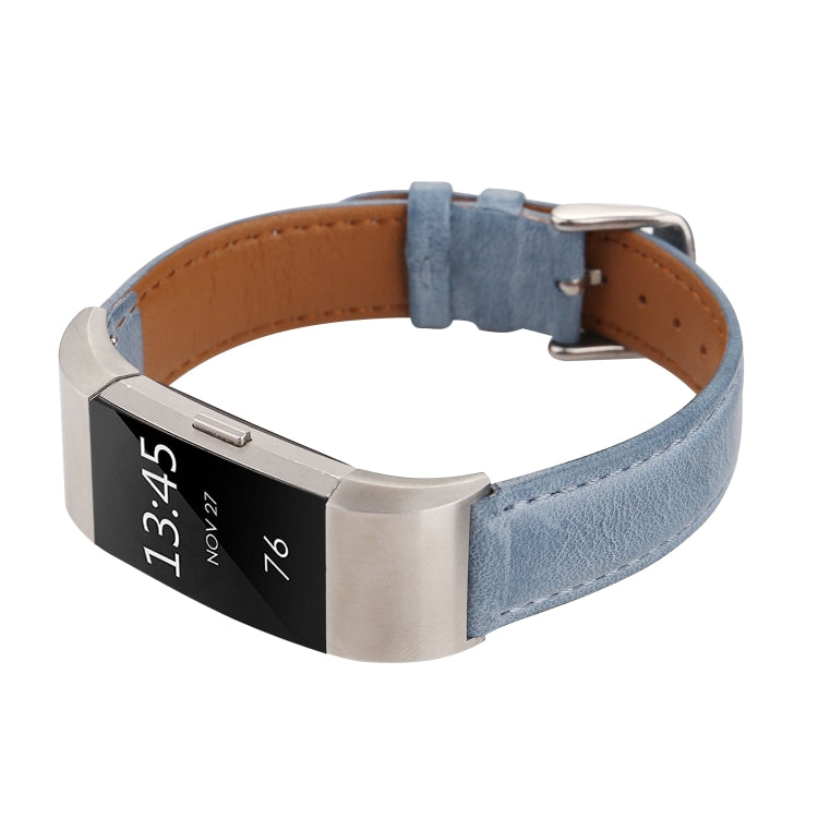 For Fitbit Charge 2 Fresh Style Leather Watch Band(Blue) by buy2fix