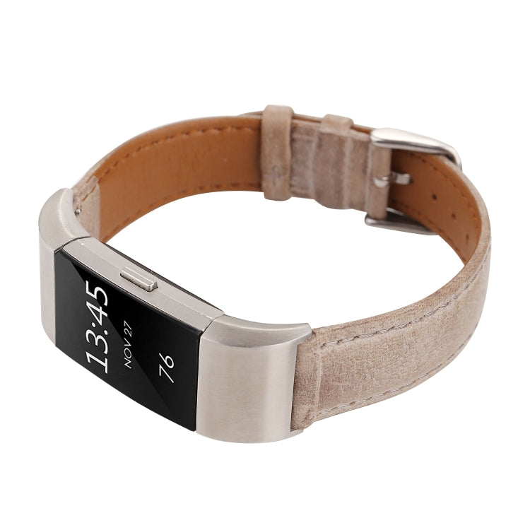 For Fitbit Charge 2 Fresh Style Leather Watch Band(Brown) by buy2fix