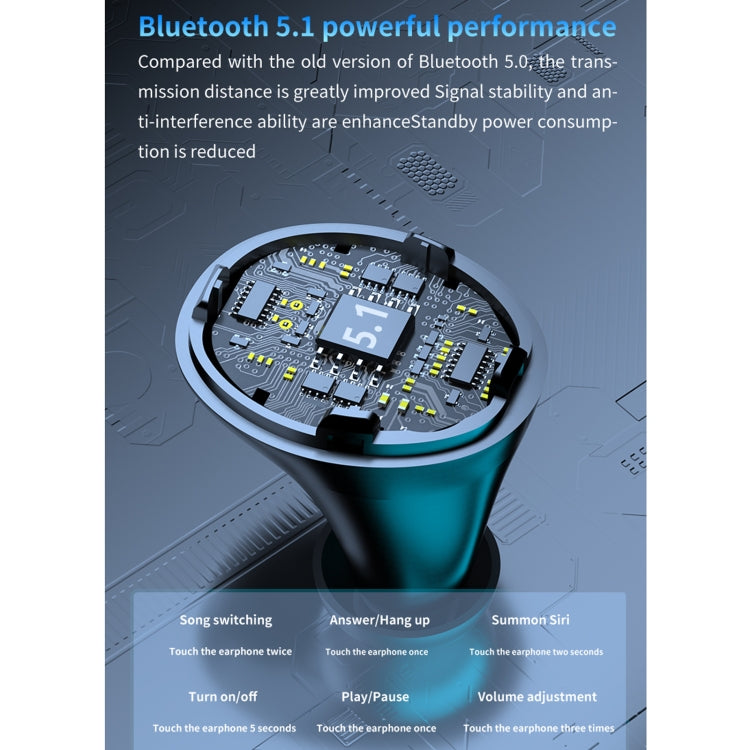 M17 Bluetooth 5.1 LED Display Screen Touch Waterproof Wireless Bluetooth Earphone with Charging Box - Bluetooth Earphone by buy2fix | Online Shopping UK | buy2fix