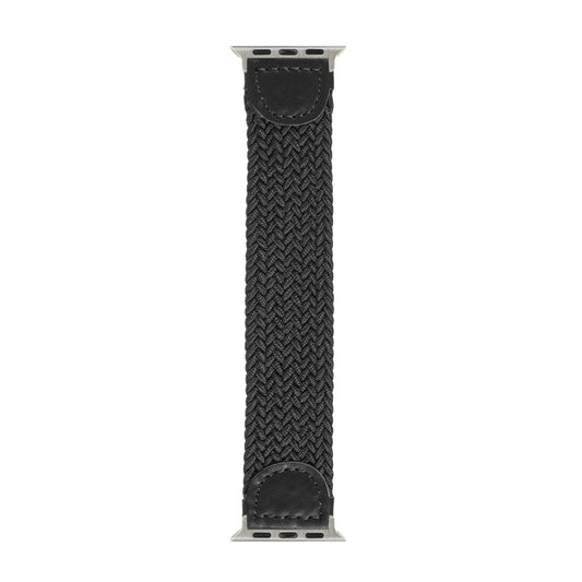 Nylon + Leather Braided Watch Band For Apple Watch Ultra 49mm&Watch Ultra 2 49mm / Series 9&8&7 45mm / SE 3&SE 2&6&SE&5&4 44mm / 3&2&1 42mm, Size:L(Black) by buy2fix