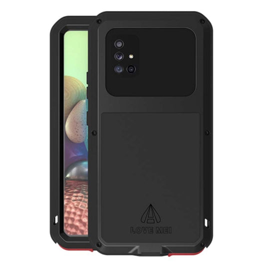 For Samsung Galaxy A71 5G LOVE MEI Metal Shockproof Waterproof Dustproof Protective Case with Glass(Black) - Galaxy Phone Cases by LOVE MEI | Online Shopping UK | buy2fix