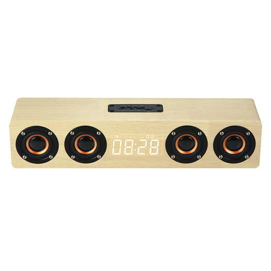 W8C Wooden Clock Subwoofer Bluetooth Speaker, Support TF Card & U Disk & 3.5mm AUX(Yellow Wood) - Desktop Speaker by buy2fix | Online Shopping UK | buy2fix
