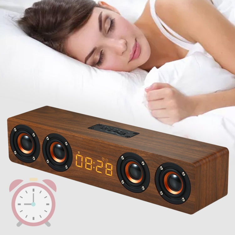 W8C Wooden Clock Subwoofer Bluetooth Speaker, Support TF Card & U Disk & 3.5mm AUX(Yellow Wood) - Desktop Speaker by buy2fix | Online Shopping UK | buy2fix