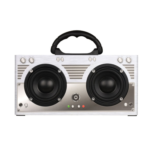 W9 Portable Retro Wooden Bluetooth Speaker, Support TF Card & 3.5mm AUX(Retro Silver) - Desktop Speaker by buy2fix | Online Shopping UK | buy2fix