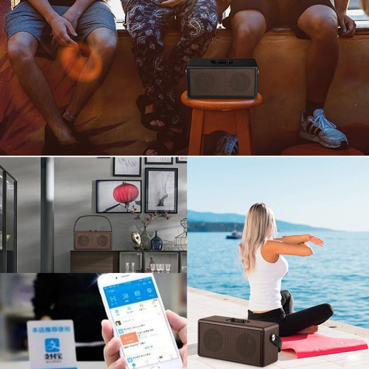 D30 Portable Subwoofer Wooden Bluetooth 4.2 Speaker, Support TF Card & 3.5mm AUX & U Disk Play(Brown) by buy2fix