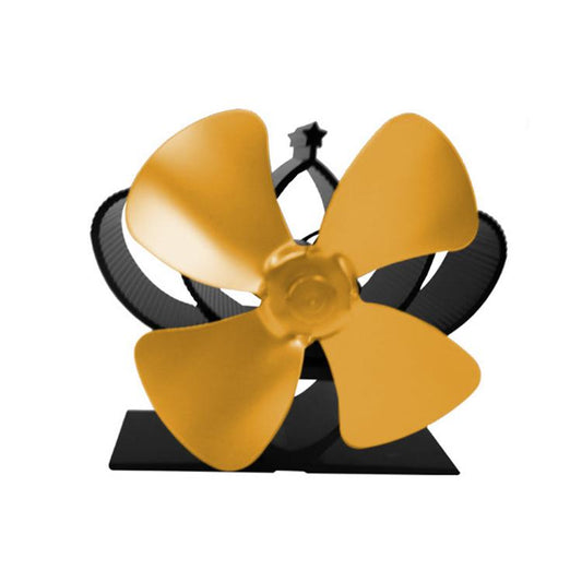 YL201 4-Blade High Temperature Metal Heat Powered Fireplace Stove Fan (Gold) by buy2fix