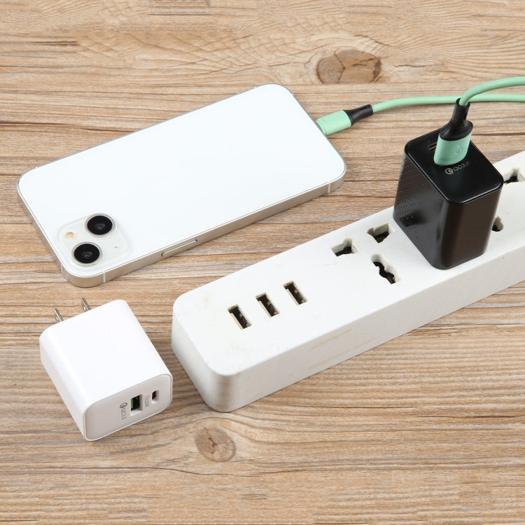 LZ-105A+C PD 20W USB-C/Type-C+QC 3.0 USB Ports Dot Pattern Travel Charger, US Plug(White) by buy2fix
