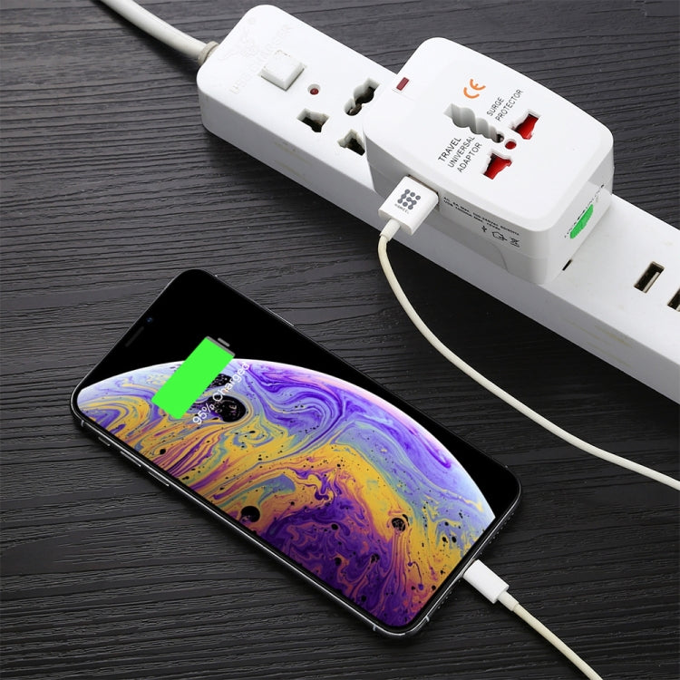 110-250V Multi-function Travel Universal Converter with Dual USB Interfaces, EU / UK / US / AU Plug(White) by buy2fix
