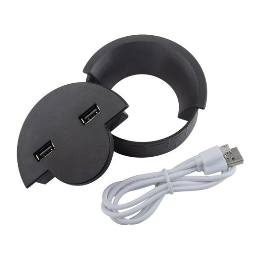 80mm Desktop Outlet USB Cable Wire Hole Cover Round Winder Holder by buy2fix