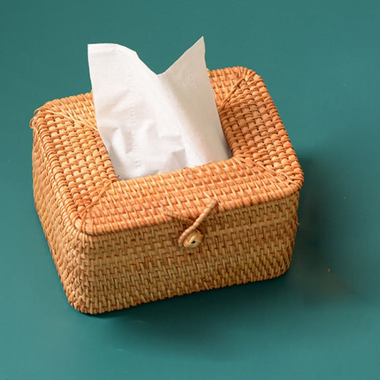 ZJH01 Mini Restaurant Desktop Rattan Braided Tissue Storage Box Case by buy2fix