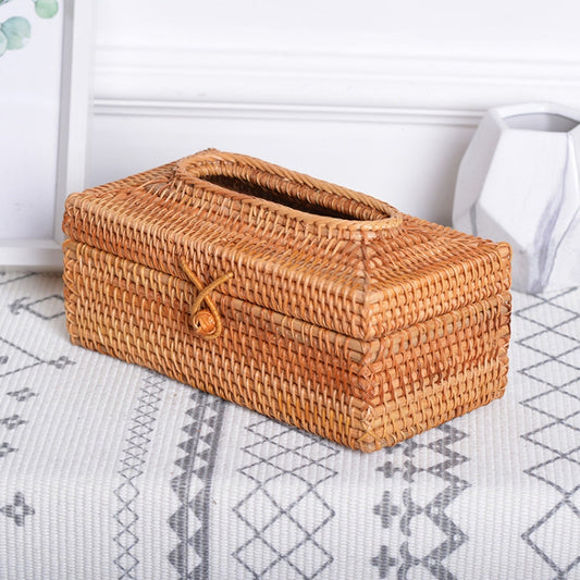 ZJH01 Restaurant Desktop Rattan Braided Tissue Storage Box Case, Size: S by buy2fix