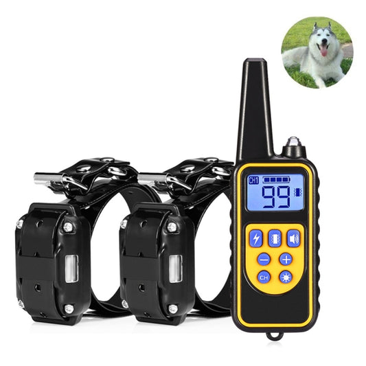 880-2 800 Yards Rechargeable Remote Control Collar Dog Training Device Anti Barking Device(Black Black) by buy2fix