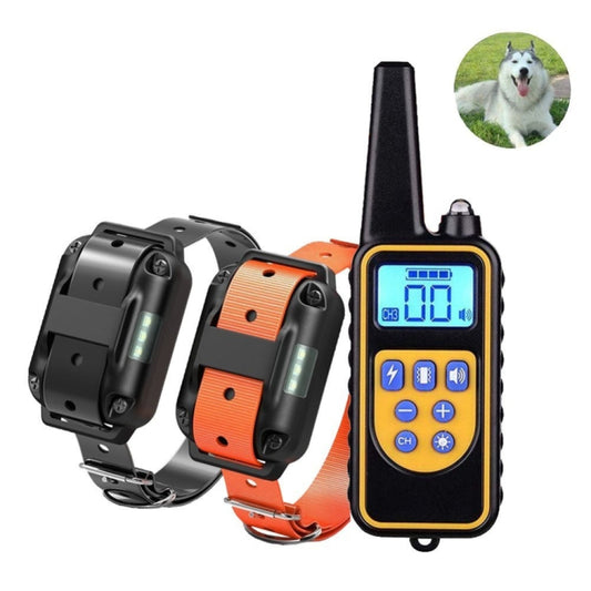 880-2 800 Yards Rechargeable Remote Control Collar Dog Training Device Anti Barking Device(Black+Orange) by buy2fix