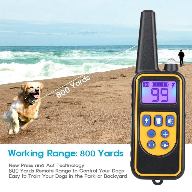 880-2 800 Yards Rechargeable Remote Control Collar Dog Training Device Anti Barking Device(Black+Orange) by buy2fix