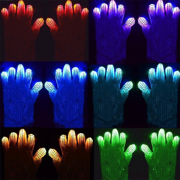 1 Pair Sequins Glowing Gloves LED Flash Gloves Dance and Party Supplies Halloween, Christmas and Other Festival Supplies by buy2fix
